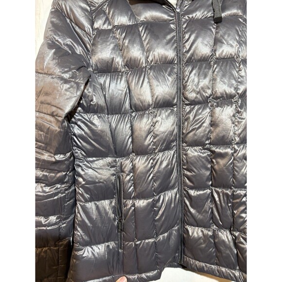 Calvin Klein Premium Down Packable Quilted Hooded Silver Puffer Jacket M - Picture 2 of 14
